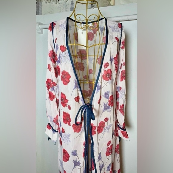 NWT Endless Rose Revolve Poppy Duster/Swim Coverup with Front Tie, Size XS - Picture 12 of 16